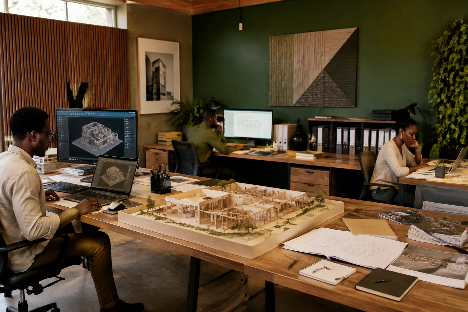 Petit bureau d'architectes africains utilisant le BIM