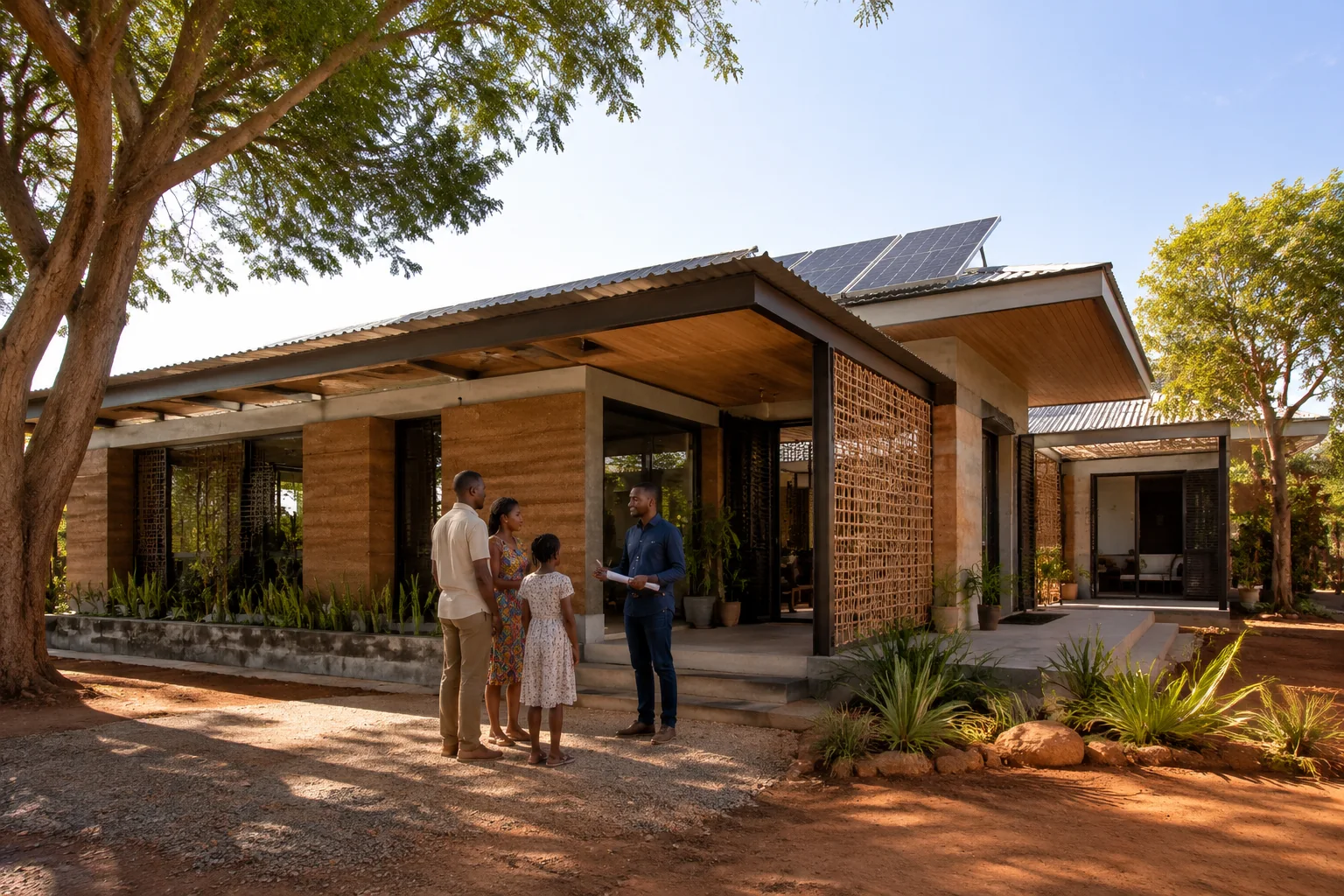 Résidence familiale durable à Lubumbashi avec véranda et panneaux solaires