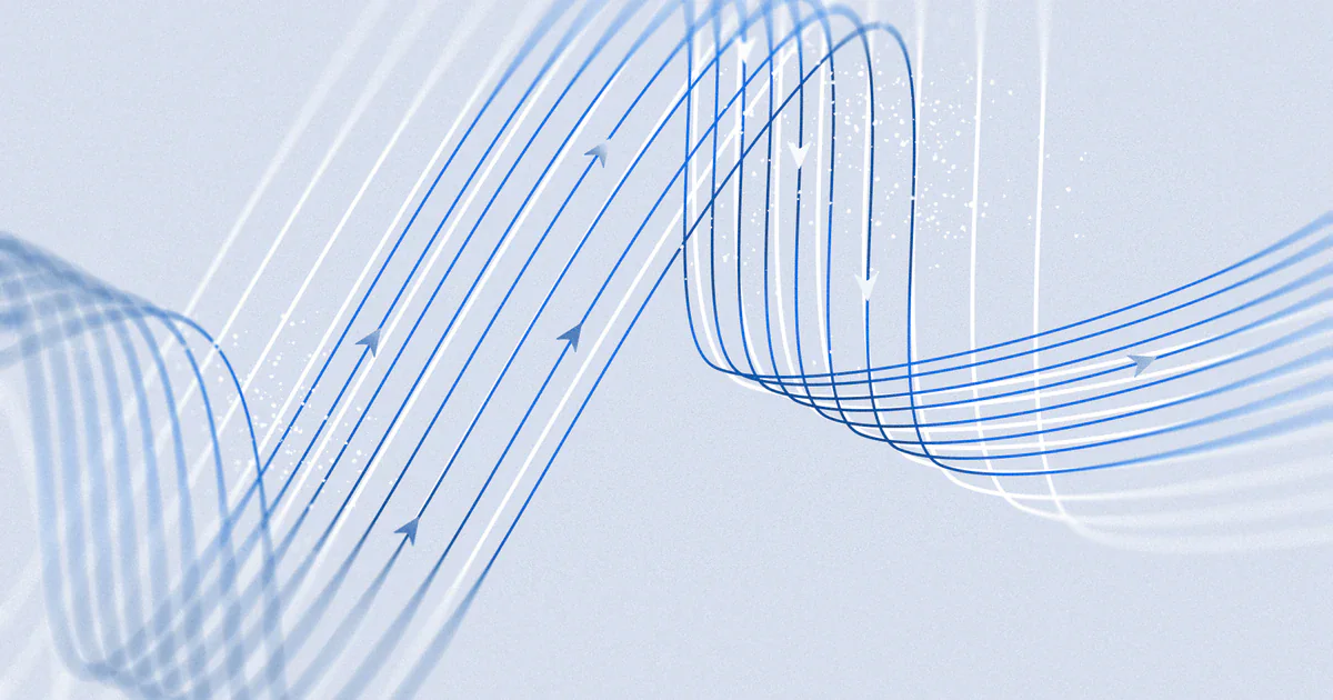 Visuel abstrait officiel de Meta pour Muse Spark 1.3, rubans bleus tridimensionnels en mouvement