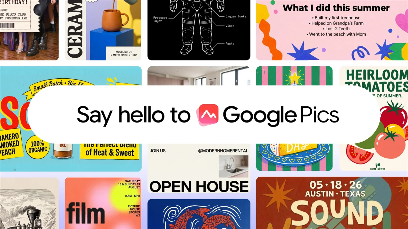Illustration officielle de Google Pics, l'outil de création et d'édition d'images par IA dans Google Workspace